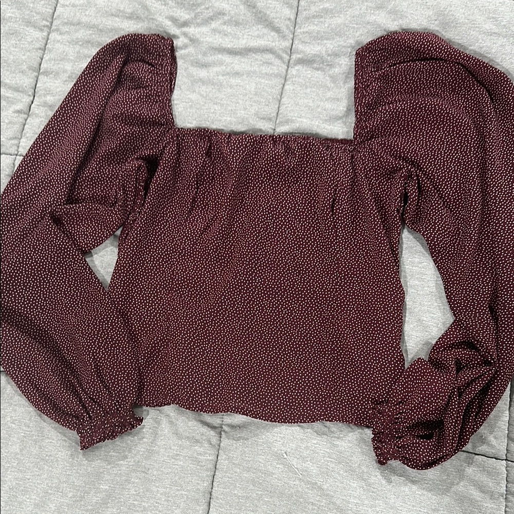 Abercrombie & Fitch Maroon Polka Dot Top